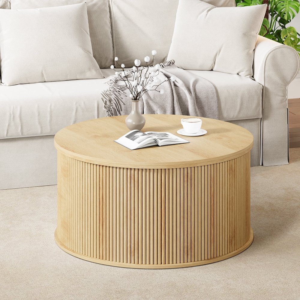 Table basse relevable en bois avec rangement