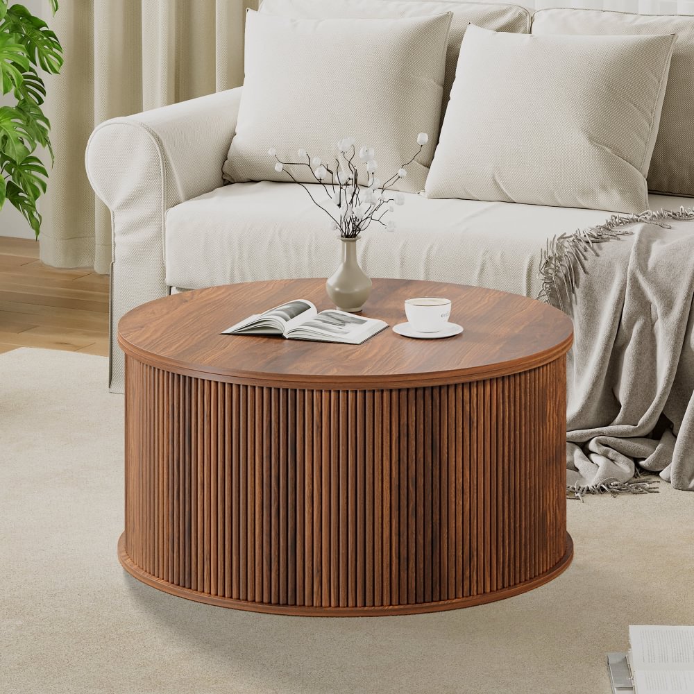 Table basse relevable en bois avec rangement