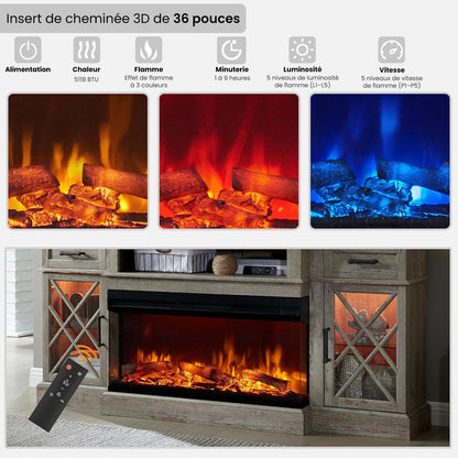 Meuble TV avec cheminée électrique