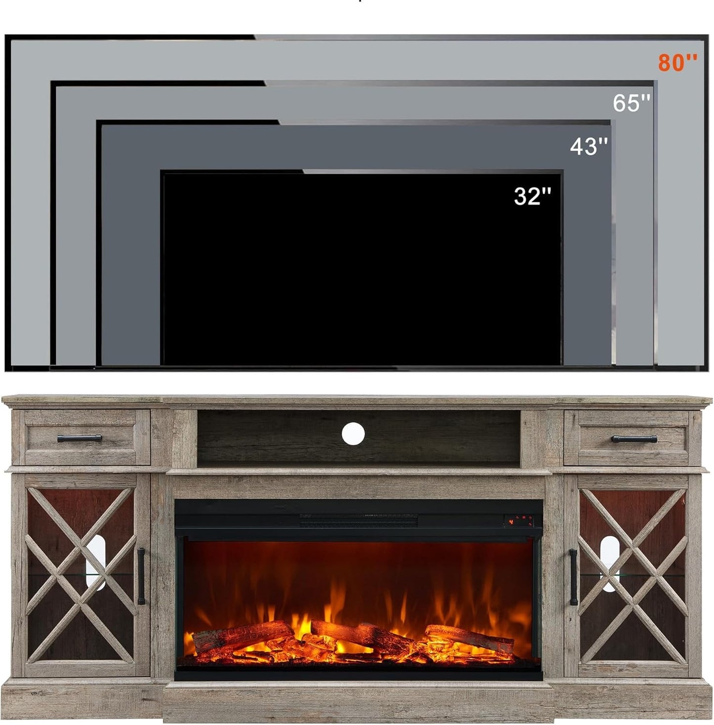 Meuble TV avec cheminée électrique